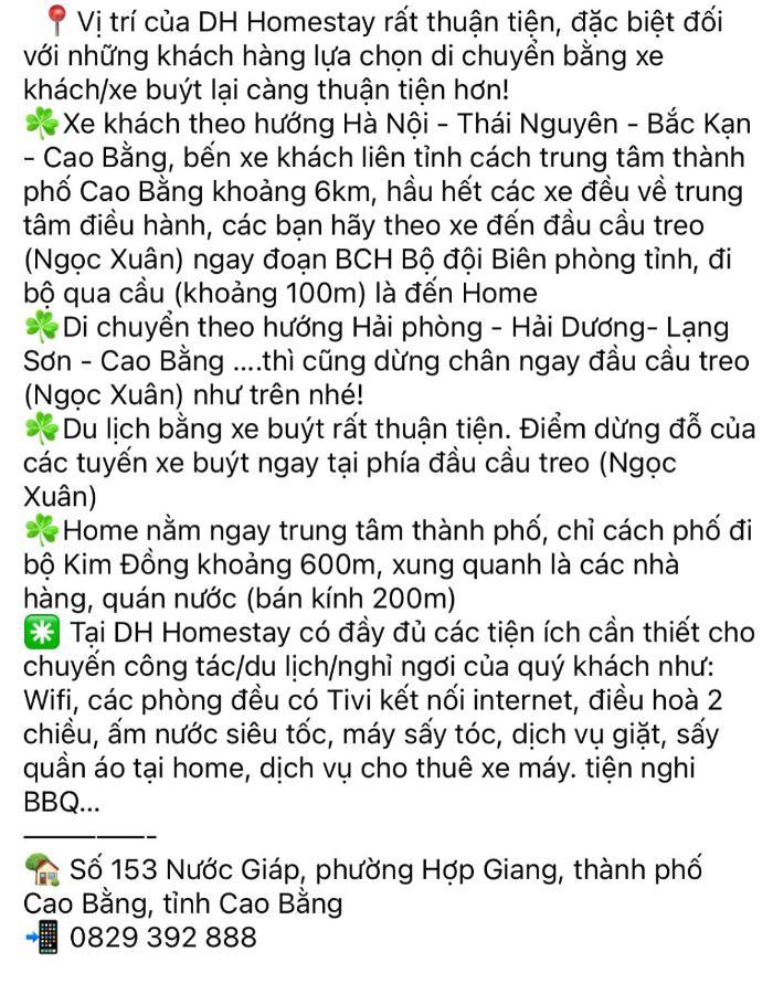 Dh Homestay Cao Bang Dış mekan fotoğraf